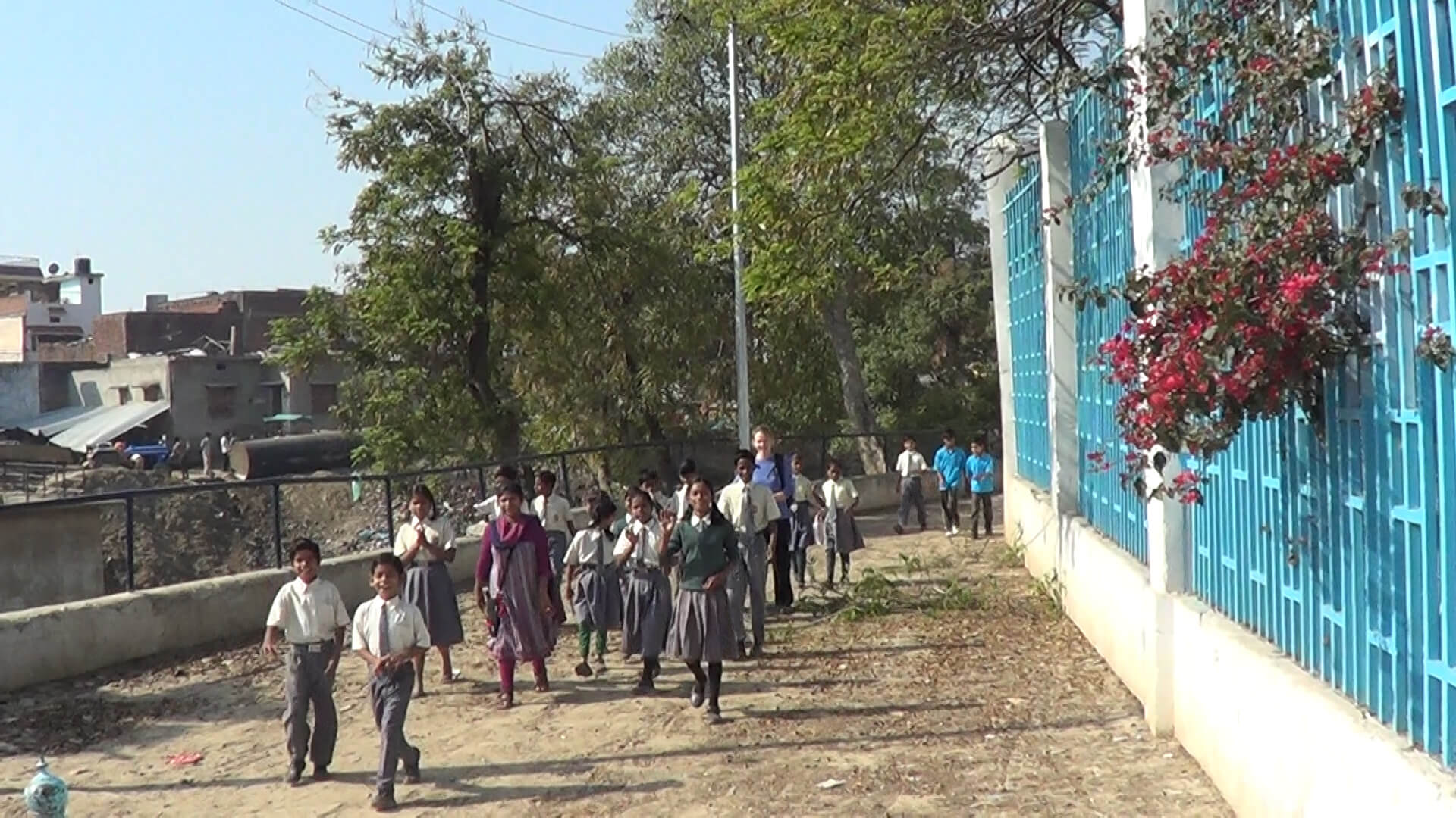 Kids Walking to Workshops